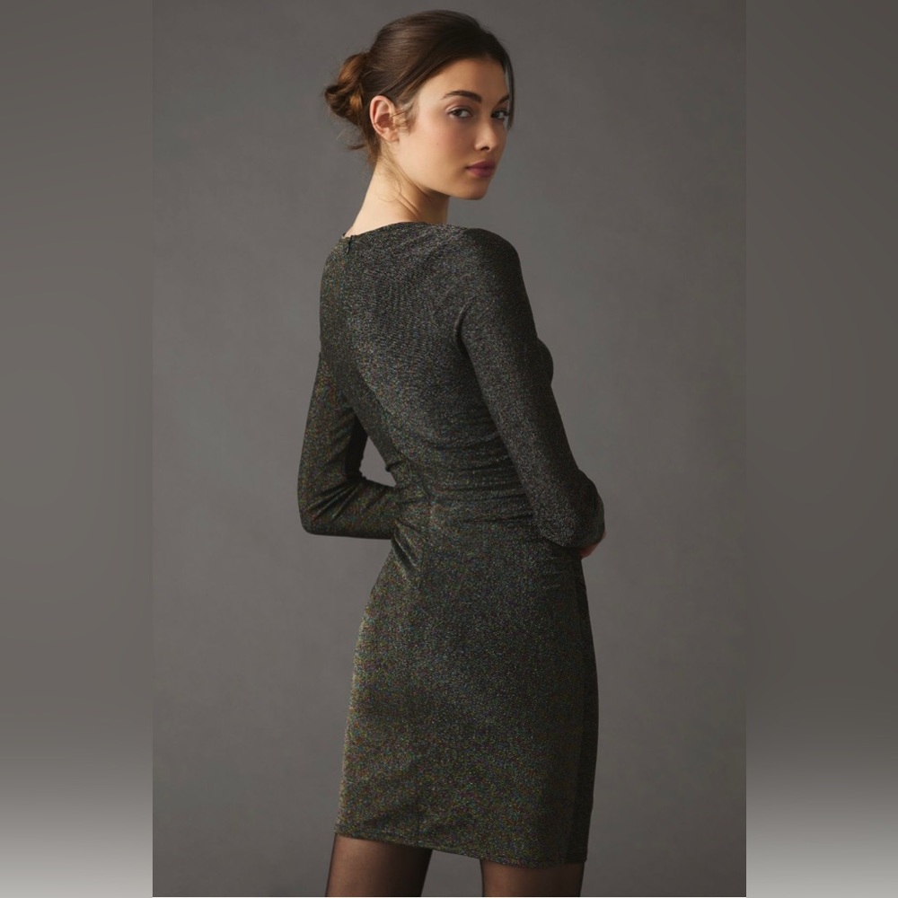 ✨ Anthropologie Ruched Cutout Mini Dress Sz S - Picture 4 of 11
